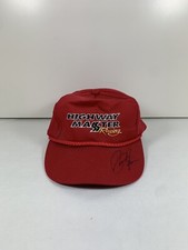 Vintage Racing Hat Cap Adult Adjustable Red Made in USA Highway Master SIGNED