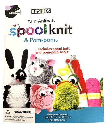 Spice Box Kits for Kids, Yarn Animals Spool Knit & Pom-poms, Over 40 projects