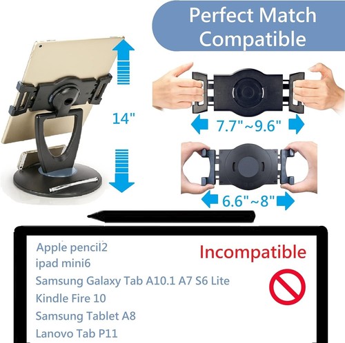 MAX SMART Tablet Stand, Tablet Holder, ebook Reader Stand, iPad Pro Stand Black - Picture 7 of 9