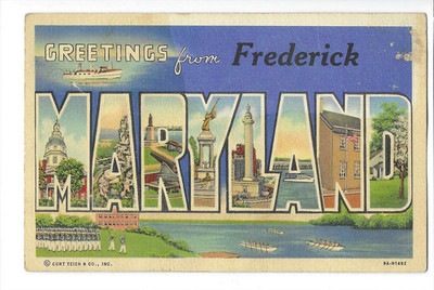 Vintage Greetings from Frederick,  Maryland Postcard