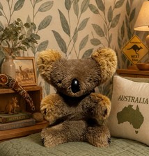 Vintage Koala Plush Real Kangaroo Fur Life Size Australia Souvenir 16.5 Rare
