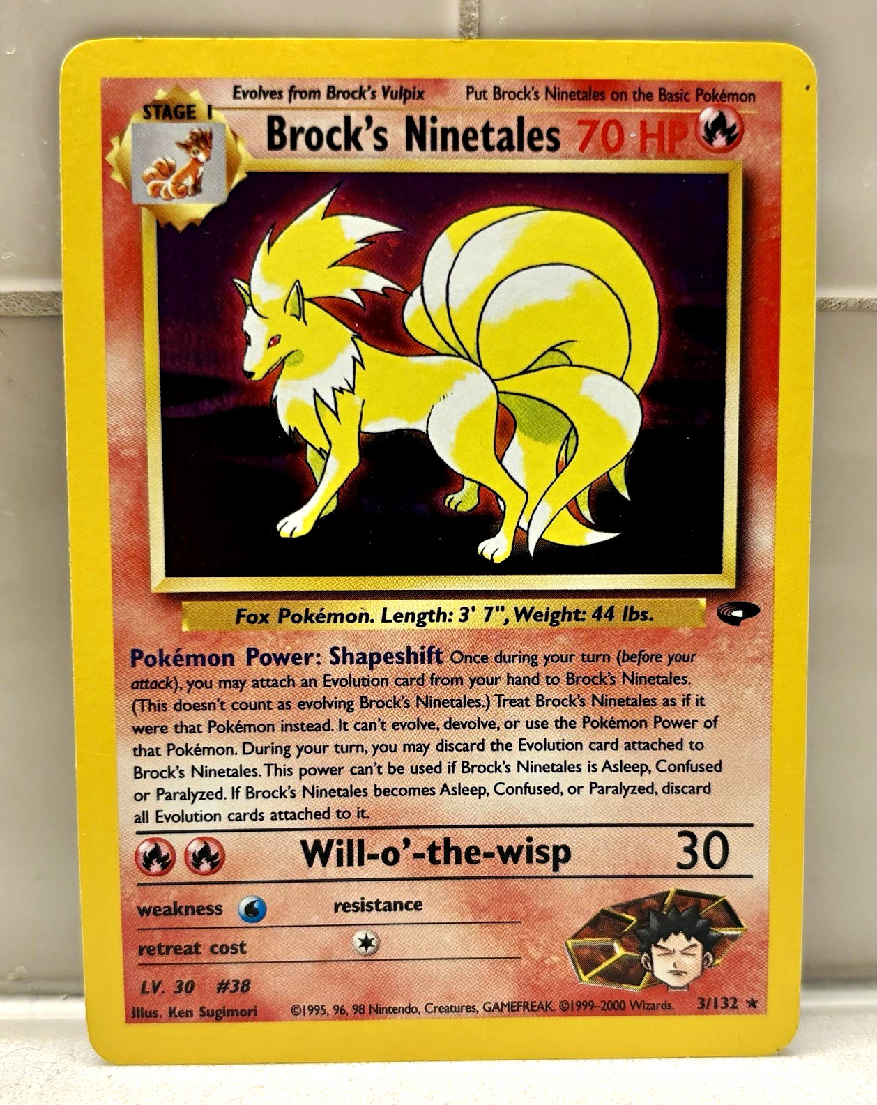 Pokemon TCG Brock's Ninetales 3/132 Gym Challenge Holo Rare Unlimited LP