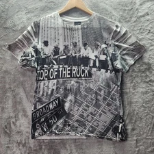 Rockefeller Center NYC Shirt Men’s L Top of the Rock Lunch Atop Skyscraper Graph