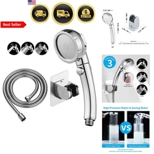 Handheld Shower Head Chrome High Pressure Water Saving 3 Spray Modes Detachable