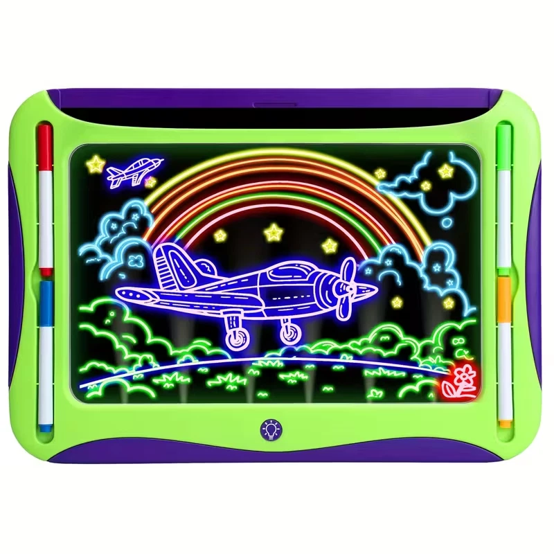 LED Light Up Drawing Board Kids Doodle Pad w/ 8 FX Modes, 6 Markers, Travel Toy - Image 3 of 3