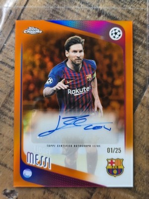 2025 Topps Chrome Lionel Messi Orange Refractor /25 Signed Auto Barcelona Card