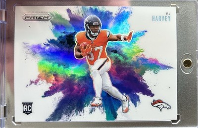 2025 Prizm RJ Harvey Rookie Color Blast White Case Hit #10 Broncos SSP Clean  