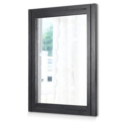 AAZZKANG Rectangle Wood Framed Wall Mirror Black Decorative Hanging