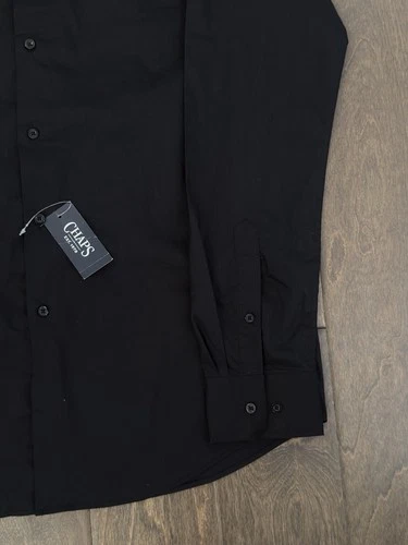 NWT Chaps Mens Slim Fit Stretch Black Button Down Shirt Size M 15-15.5 34/35 L/S image 4