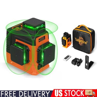 12 Lines Laser Level Self Leveling 3x360° 3D Green Cross Line for