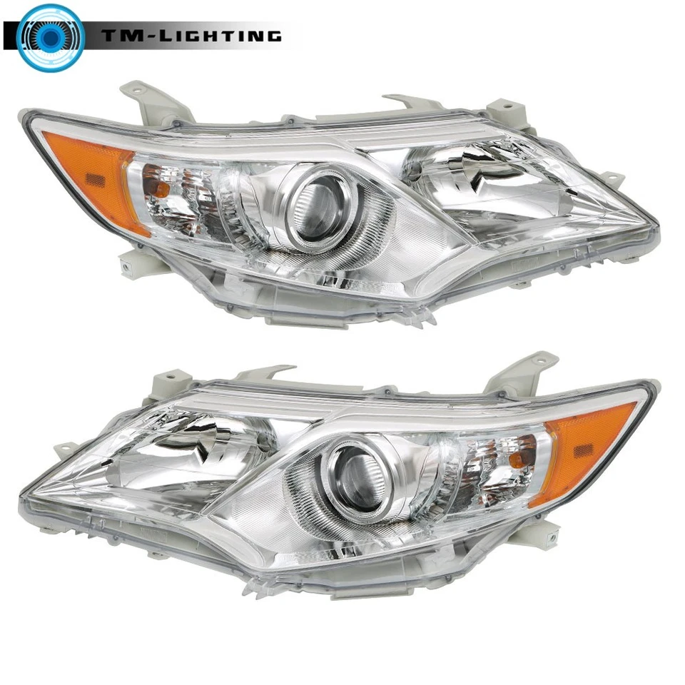 Headlight For Toyota Camry 2012-2013-2014 Chrome Housing Pair Projector Halogen - Image 2 of 4