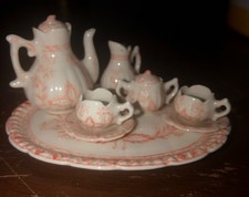Andrea by Sadek Vintage Miniature Porcelain Tea Set - 10 Piece Pink Floral - Han