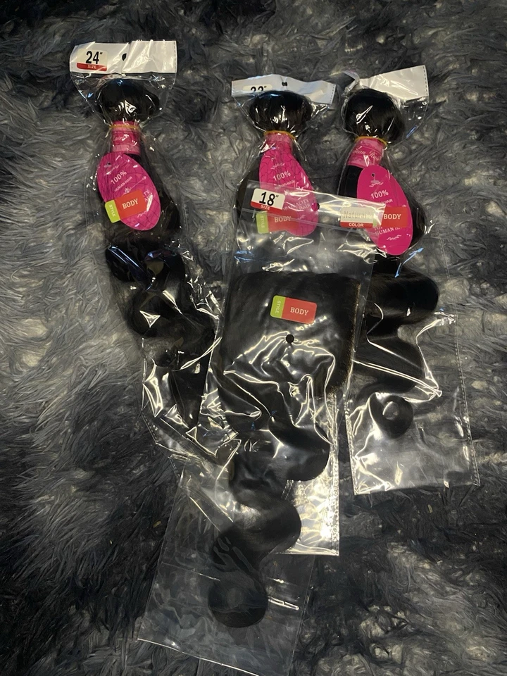 Paquetes de cabello humano con cierre cuerpo brasileño ondulado con cierre Foto 2 de 3