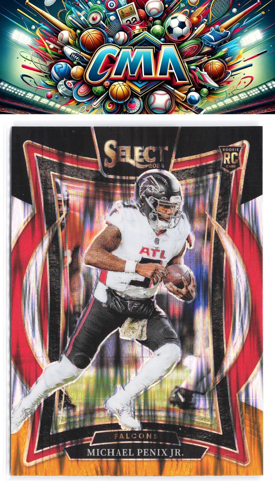 2024 Panini Select #80 Michael Penix Jr. Black & Orange Prizm Shock