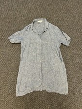 Everlane Women's Blue Linen Short Sleeve Pocketed Shirt Dress Size Large