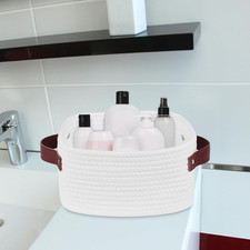 Small Storage Basket, Mini Basket with Handle, Cotton Rope Woven Basket, Boho...