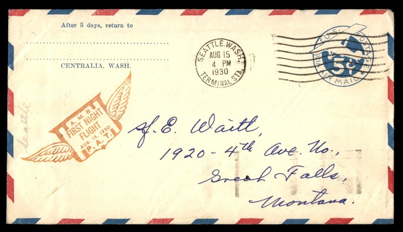 Mayfairstamps US 1930 Washington Seattle AM 8 air mail First Flight Cover cca_47