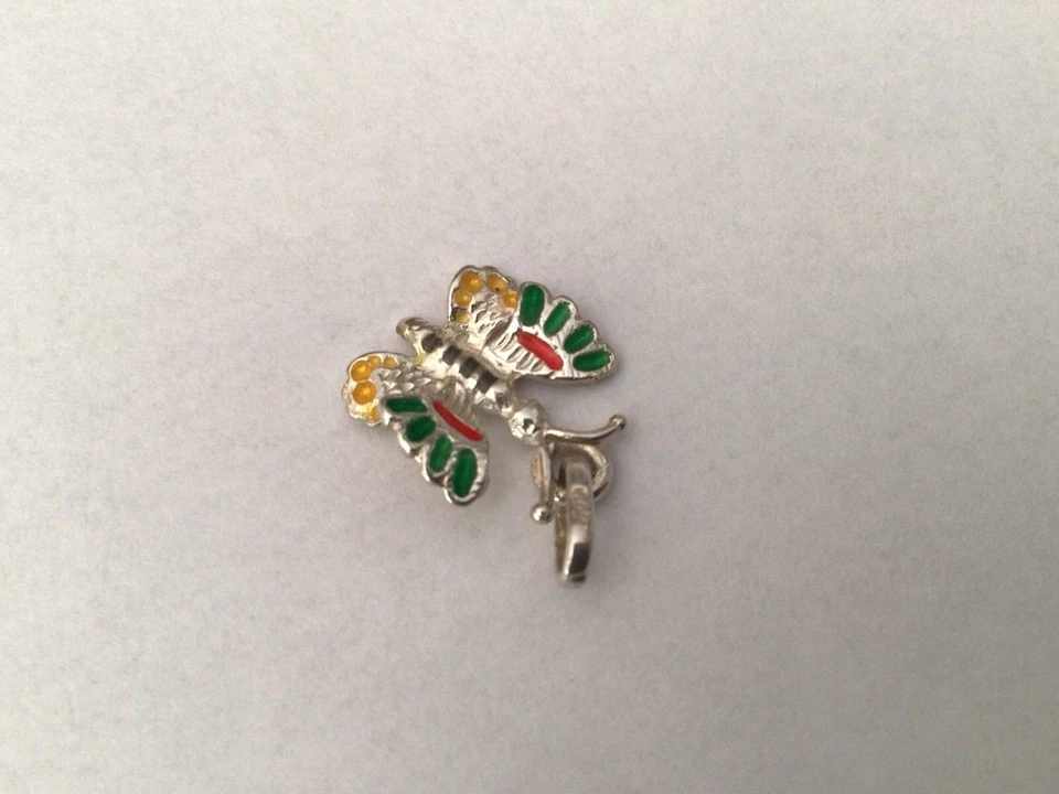 Ciondolo Farfalla Argento 925 e Smalto Vintage - Immagine 4 di 4