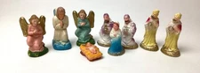 Vintage Nativity Manger Scene Christmas Set of 9 Calk Figures
