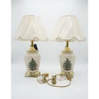 2 Vintage Spode England Ceramic Christmas Tree Ginger Jar Lamps 1 WITH TAGS