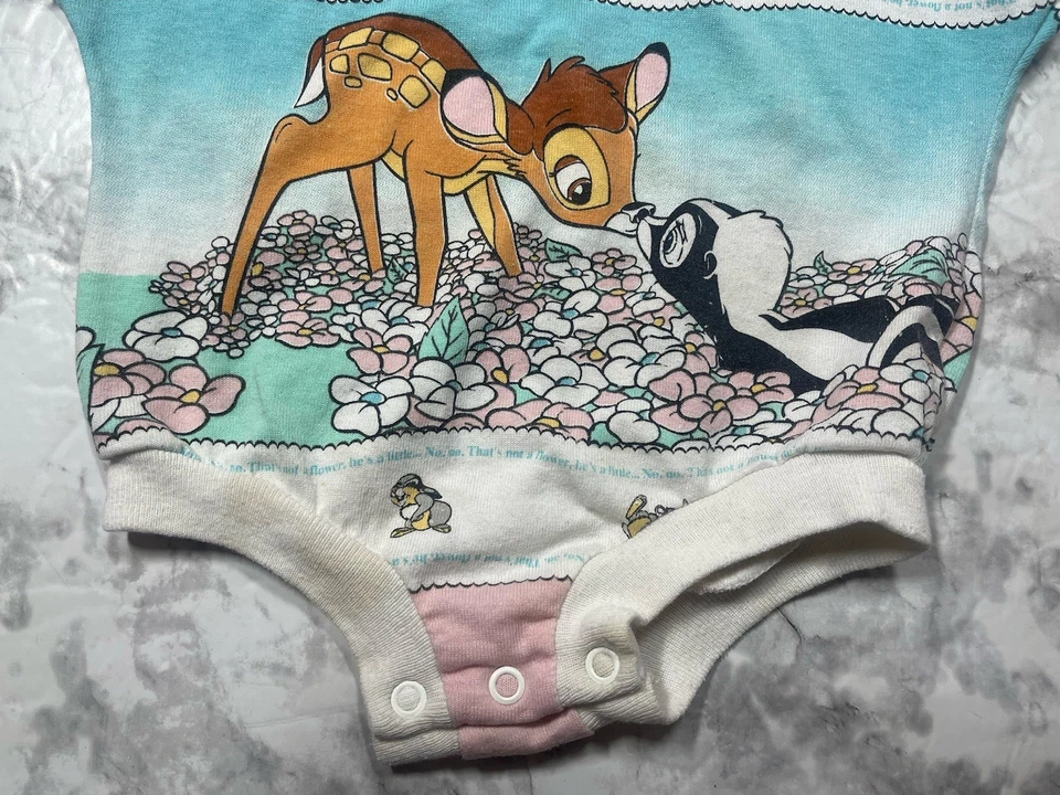 Rare Vintage Disney Bambi Jog Togs One Piece Outfit All Over Print Romper 6 Mos - Image 3 of 4