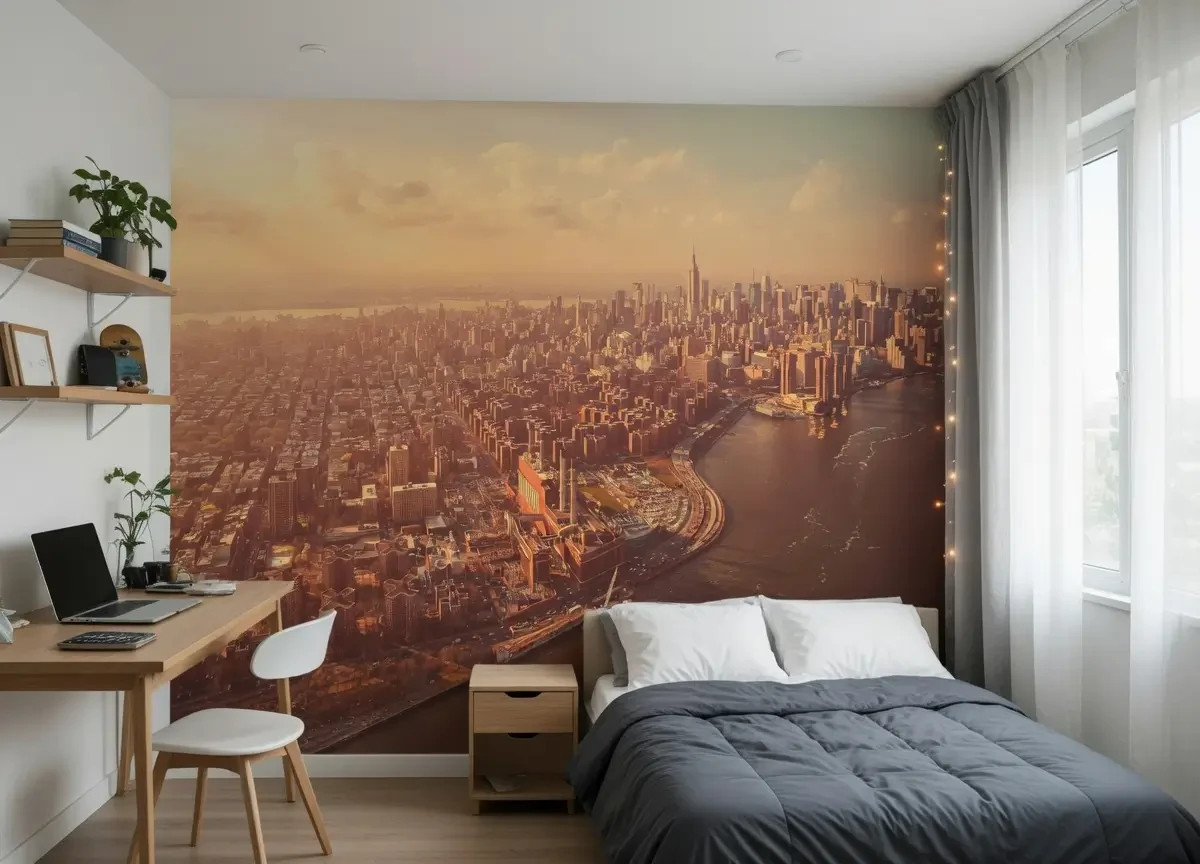 Manhattan photo wall mural 100x72in New York City wallpaper bedroom decor