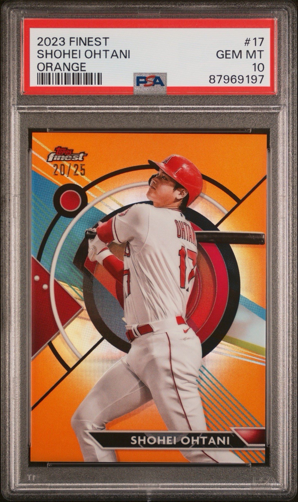 2023 Topps Finest Orange Refractor /25 Shohei Ohtani #17 PSA 10