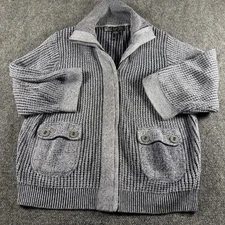 FDJ French Sweater Women's Sz. Medium Gray Dressing Ribbed Zip BOMBER