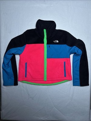 The North Face Girl's Size 2XLarge Snap Fleece Mashup Jacket NWT Pink Green