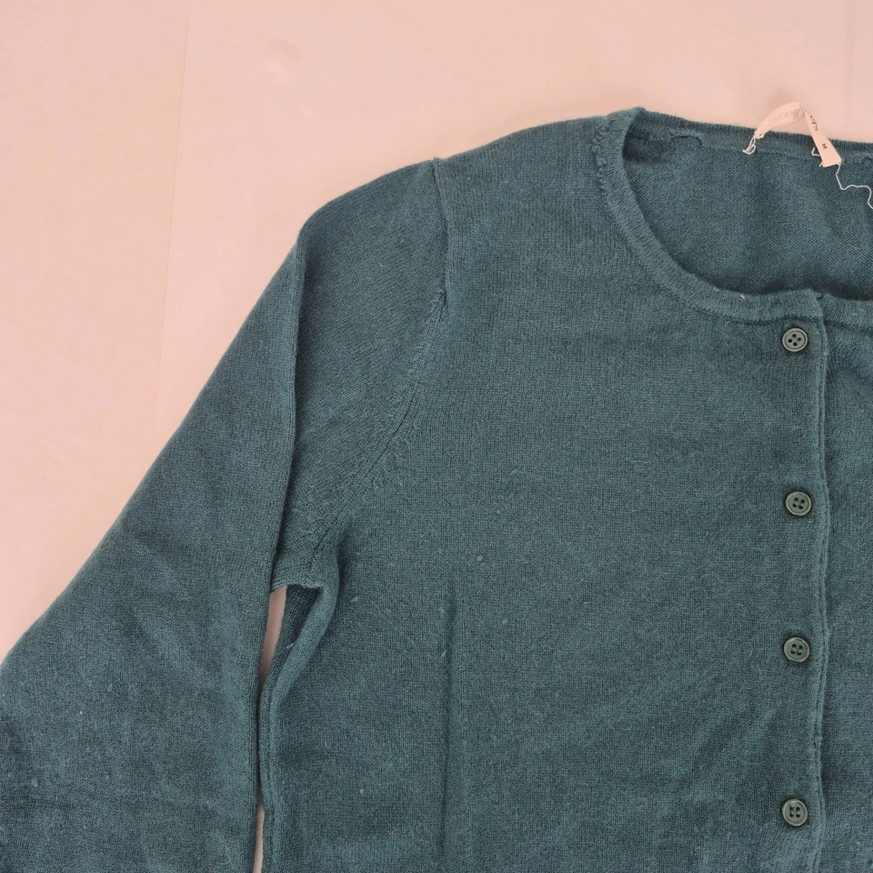 Cárdigan WOOLOVERS Medio Verde Mujer Lana Merino Cachemira Cuello Redondo Tejido Foto 3 de 4