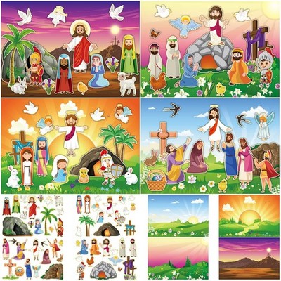 32 Set Make an Easter He Lives Scenes Craft Kit Religious Resurrection DIY Stick