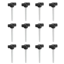 12 Pcs M5 x 50mm Tee Thumb Screws, 27mm Width Carbon Steel Tee Wing Knobs Screws