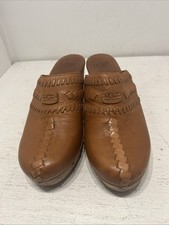 UGG 'Vivica' English Tan Braided Leather Studded Shoes Shearling Footbed Sz 9