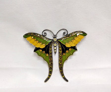 Butterfly Brooch Pin Catherine Popesco France Enamel & Rhinestone Vintage Signed