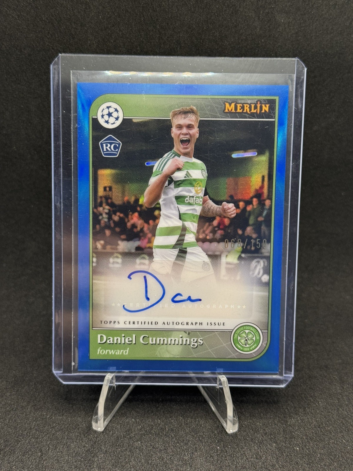2024-25 Topps Merlin Daniel Cummings RC Auto UEFA CC /150 Blue Celtic