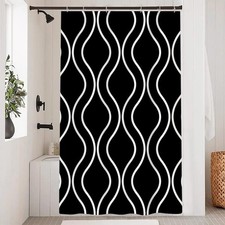 Black and White Shower Curtain Modern White Stripes Shower Curtain for Bathro...