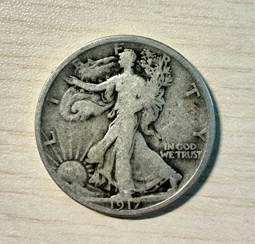 1917 Silver Walking Liberty Half Dollar, VG Condition