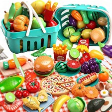 120 PCS Kids Kitchen Play Food Set - Fruits and Vegetables for Role Play