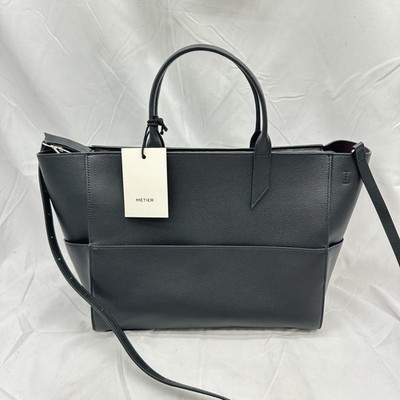 Metier Womens Incognito 30 Tote Crossbody Bag Leather Black