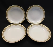 4 Bernardaud & Co Limoges France BERBER 10 Sauce Bowls Greek Key Gold Green 5.25