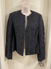 Jones New York Collection Black Lace Blazer Hook  Eye Closure Size 10 EUC