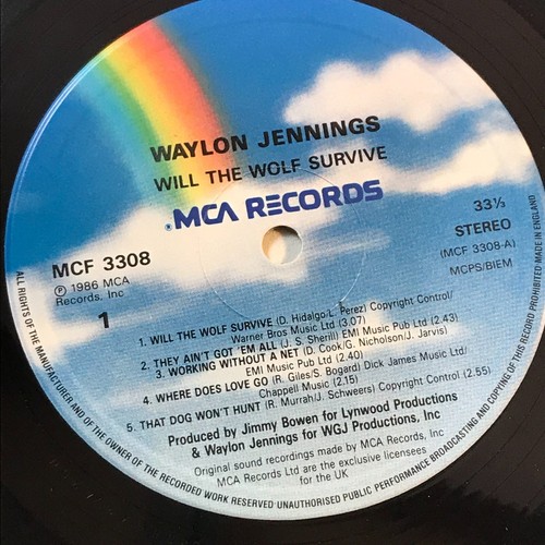 WAYLON JENNINGS Will The Wolf Survive 1985 UK vinyl LP Suddenly Single original - Picture 4 of 4