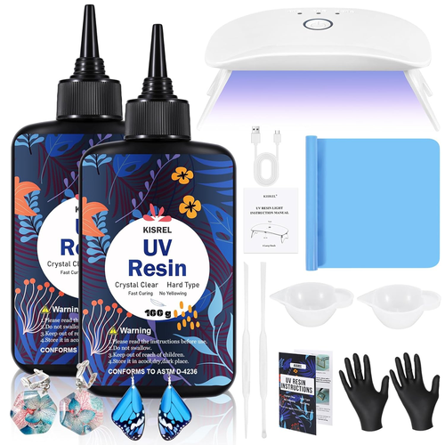 Resina UV con Luce - 200G Aggiornato Tipo Duro Cristallo Trasparente Ultravioletto Polimerizzazione U - Foto 8 di 12