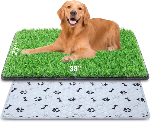 Dog Grass Mat with Pee Pad 38×23", Large Dog Litter Box Indoor Artificial Turf G