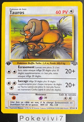 Pokemon Karte TAUROS 47/64 Unco Jungle Edition 1 Wizards DE GEBRAUCHT