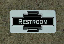 RESTROOM Black Metal Sign 40's 50s Retro Vintage Style Art Deco Decor Design
