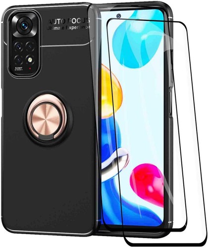Custodia In Silicone Con Glitter E Anello Metallico Per Xiaomi Redmi Note 11S / Note 11 4G - Effetto Marmo Dipinto, Antiurto E Sottile - Ororosa