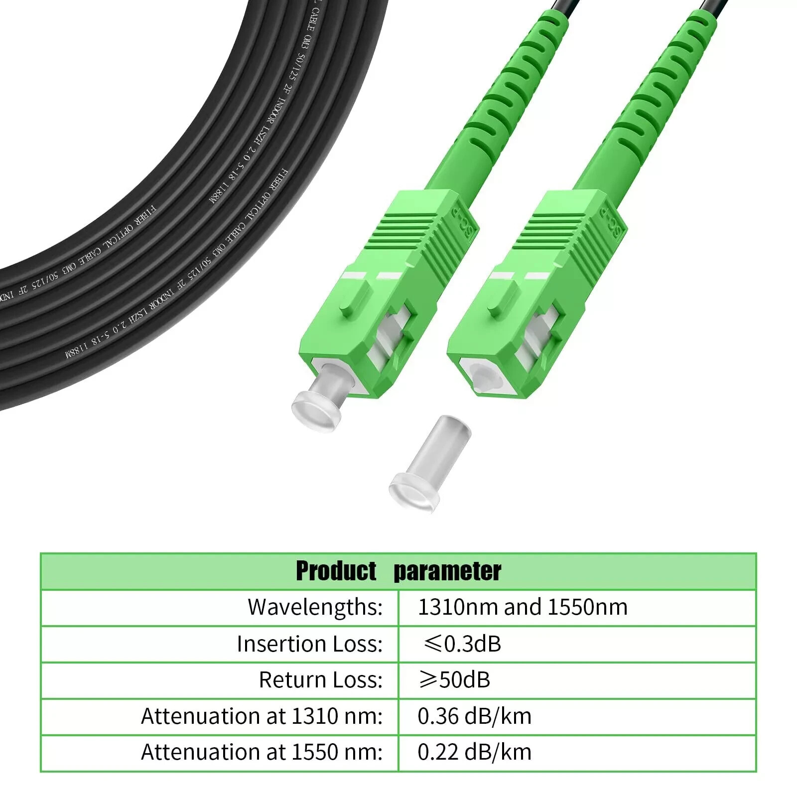 -50M(165ft) SC/APC to SC/APC Outdoor Fiber Optic Cable, Simplex Single Mode F...