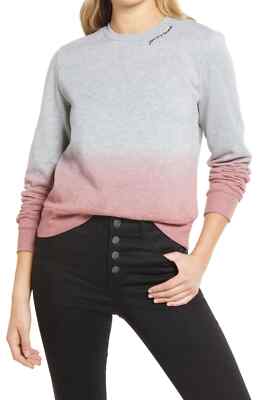 TREASURE & BOND NEW $45 You Are Loved Sweatshirt Grey Pink Ombre XS