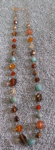 Vintage Multi Colored Acrylic Beaded Necklace ~ 17"